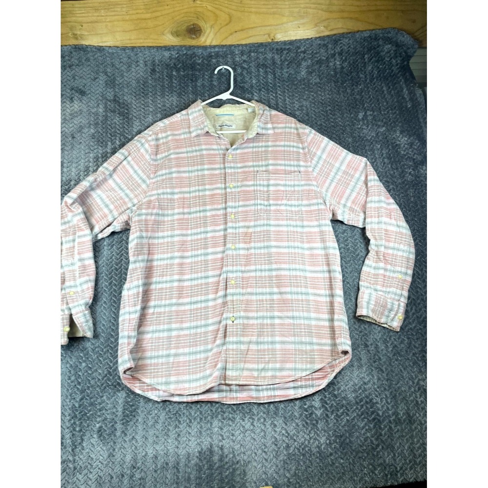 Tommy Bahama Shirt Mens XL Multi Plaid Corduroy Long Sleeve Casual Button Up